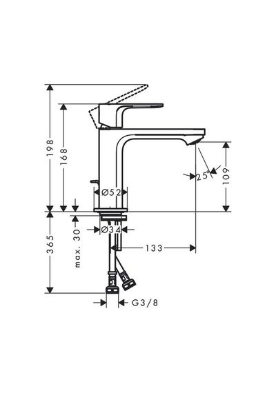 Hansgrohe Rebris E Tek Kollu  Lavabo Bataryası Krom 72557000