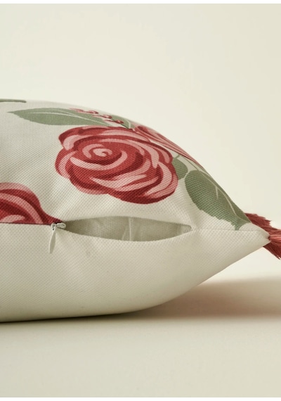 Bella Maison Rose Baskılı Kırlent Kılıfı Krem 43x43 Cm Krem
