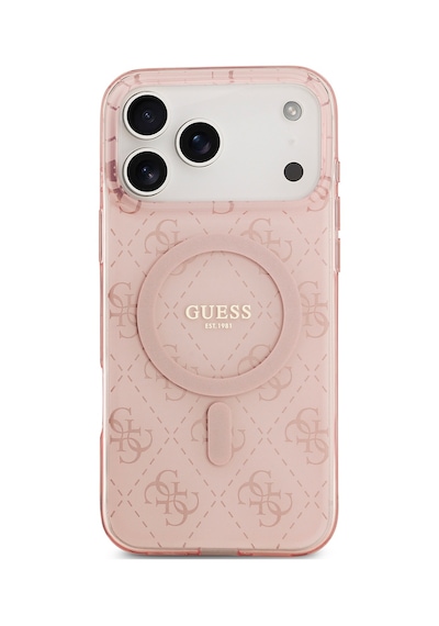 Apple Uyumlu iPhone 17 Pro Kılıf Guess Lisanslı M-safeli Iml Baskılı Klasik Logolu 4g Desenli Kapak Pembe Pembe