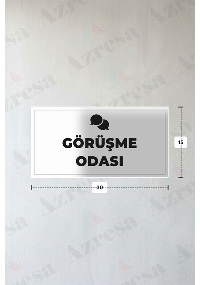 Görüşme Odası Yazılı - Metal - Beyaz Renk - Kapı İsimliği - 30x15 Cm