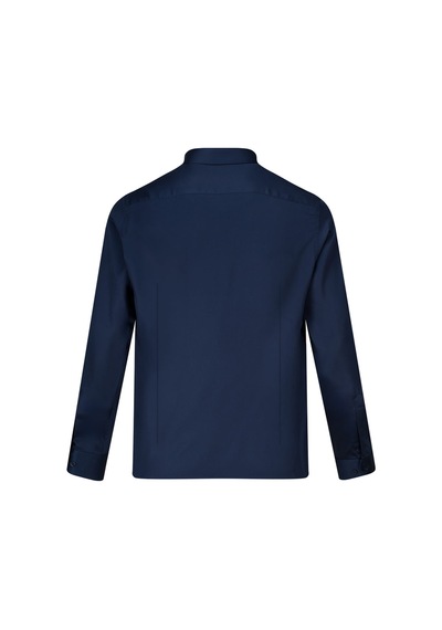 Hatemoğlu Lacivert Slim Fit Açık İtalyan Yaka Uzun Kollu Saten Gömlek