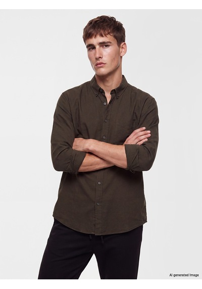 Lcw Vision Kahverengi Regular Fit Oxford Erkek Gömlek