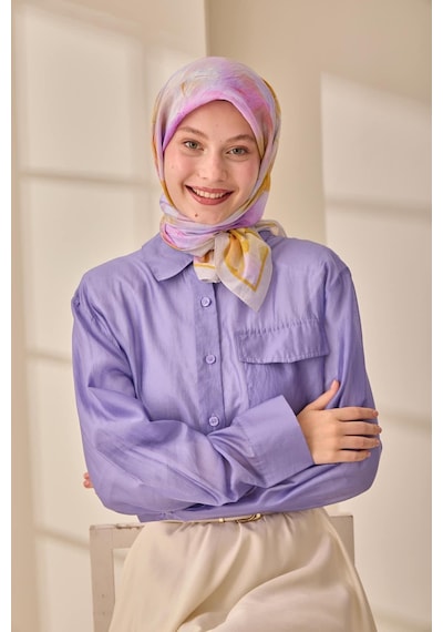 Silk Home Olinda İpek Eşarp 47004-08 Gümüş, Yanık Sarı, Turuncu, Lila, Pembe