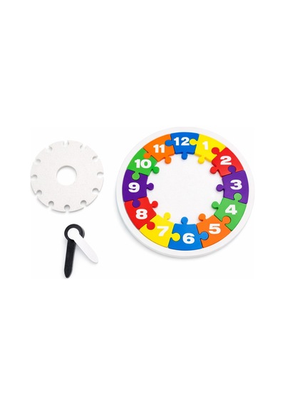 Çocuklar İçin İnteraktif Saat Öğrenme Seti - Renkli Sayılar Puzzle Saat - Dayanıklı Pla