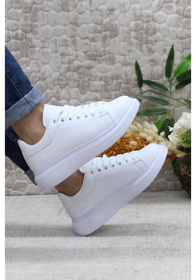Fort B-150 Beyaz Rahat Kalın Taban Sneaker Erkek Spor Ayakkabı Beyaz
