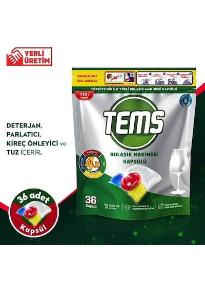 Tems Bulaşık Makinesi Deterjanı 36 Tablet