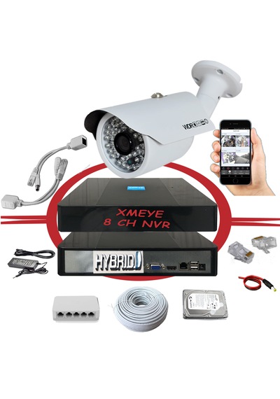 1' Li 5 Mp 1940p Sensör 6 Megapiksel Sony Lens Metal Kasa Ip Güvenlik Kamerası Seti Bs 748ıp