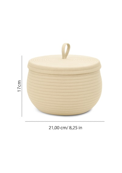 Mavaux Mutfak, Banyo Ve Ev İçin Halat Hasır Sepet 17x21 Cm Kapaklı Saklama Sepeti Honeypot Krem