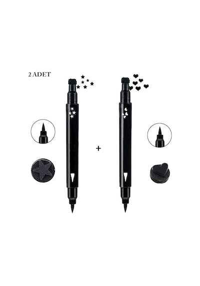 Çift Uçlu Yıldız + Kalp Desenli Eyeliner 2'li