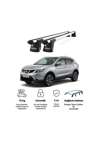 Trio-ı Nissan Qashqai 2013 Ve Sonrası Uyumlu Kilitli Ara Atkı 120cm Port Bagaj Tavan Barı