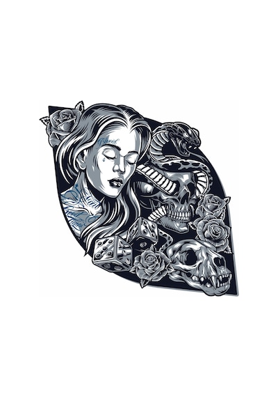 Kurukafa Kadın Gül Tattoo Sticker 01986