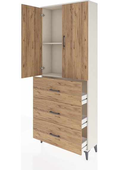 Arges Dolap 2 Raflı 3 Çekmeceli 2 Kapaklı 88x30x221 Aytaşı-çam Aytaşı