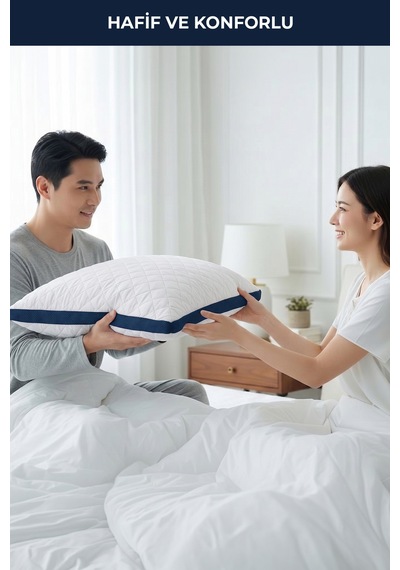 2'li Klimalı Yastık 50x70 Cm Terletmeyen, Hava Alan Mikrofiber Uyku Yastığı Lacivert