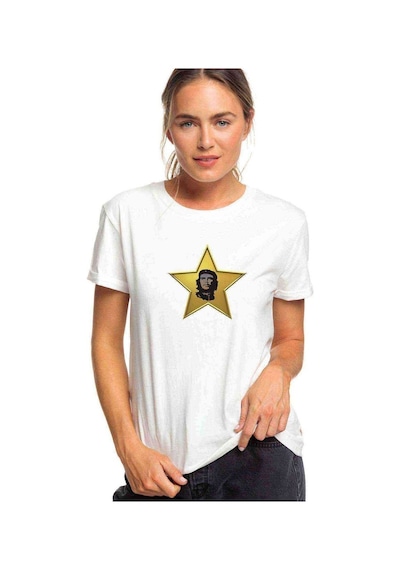 Che Guevara Yıldız Che Baskılı Beyaz Kadın Tshirt