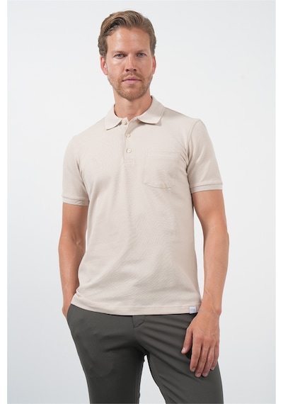 Bej Polo Yaka Kısa Kol Cepli Comfort Fit Pamuklu Tişört 1011260155