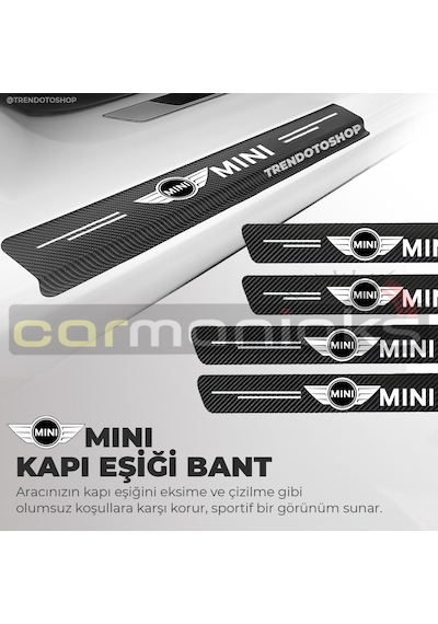 Mini Cooper Uyumlu Karbon Kapı Eşiği Folyo 4'Lü Set