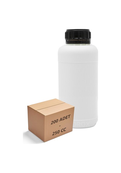 Borox Plastik Yuvarlak Siyah Kilit Kapaklı Numune Şişe 200 x 250 ML