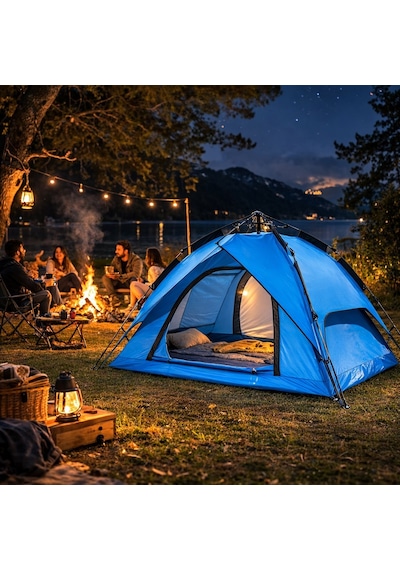 Büro Ev Ofis Kamp Keyfi İçin 200x200x140cm 3kişilik Otomatik Kurulum Çift Katman Doğa Çadırı Diğer
