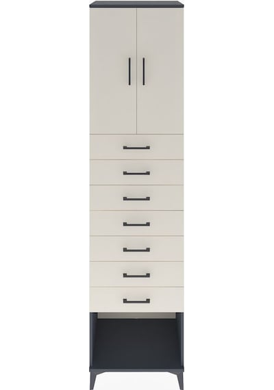 Hyperion Dolap 2 Raflı 7 Çekmeceli 2 Kapaklı 60x44x243 Antras... Antrasit