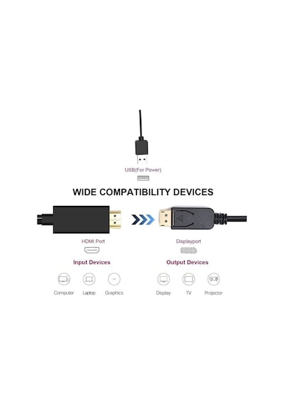 Hdmi To Displayport 2 Metre Çevirici Dönüştürücü 4413P Adaptor Ka