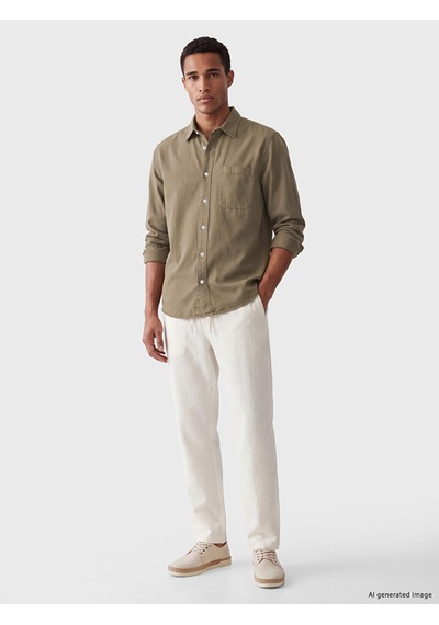 Lcw Vision Haki Regular Fit Gabardin Erkek Gömlek