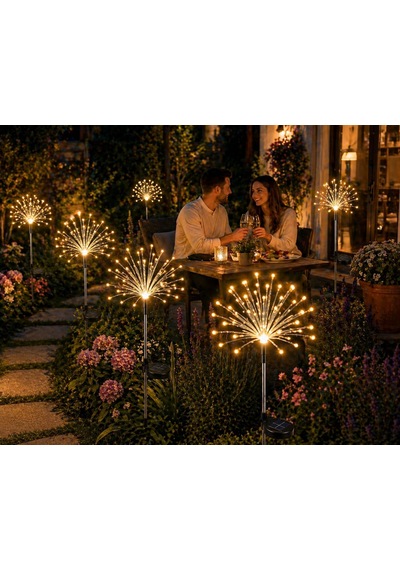 Saçak Model Solar Bahçe Lambası Güneş Enerjili Led Dış Mekan Aydınlatma Otomatik Sensörlü İkili Set 95 Cm Dekoratif Teras Çim Yol Bahçe Lambası