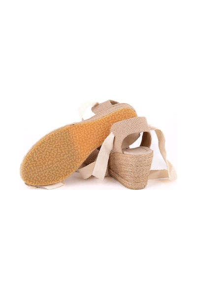 Star Tombis Gerçek Elişi Arkası Açık Geniş Ipli Dolgu Topuk Keten Kadın Espadril Handmade Hasır