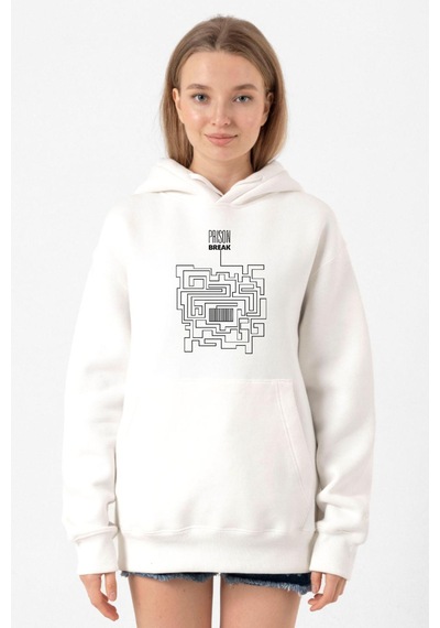 Prison Break Labyrinth Beyaz Kadın 3ip Kapşonlu Sweatshirt Beyaz