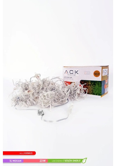 ACK LED Süsleme Işıklı Perde Kırmızı Işık 220V 23W 2m