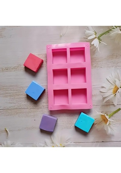Sabun Kalıbı & Kek Kalıbı Silikon Kalıp 5x5cm Kırmızı