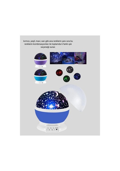 Çocuk Gece Lambası 6 Modlu Renkli Led Enerji Tasarruflu Masal Işığı Çok Rnekli