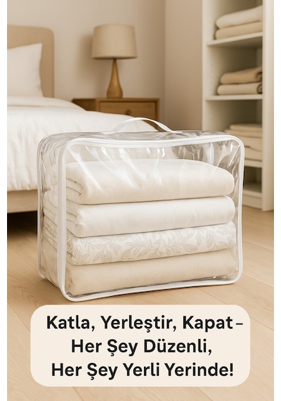 5'li Set Pratik Saklama Hurcu 40x48x15cm - Katlanabilir, Fermuarlı, Yatak Altı & Dolap İçi Hurç Diğer