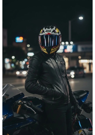 Gıvı 50.x Joke 1 Renkli 1 Şeffaf Vizörlü Motosiklet Kask İridyum Vizör + Şeffaf