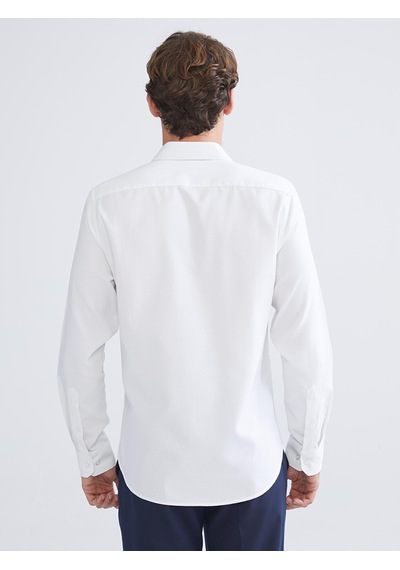 Lcw Busıness Beyaz Slim Fit Uzun Kollu Armürlü Erkek Gömlek