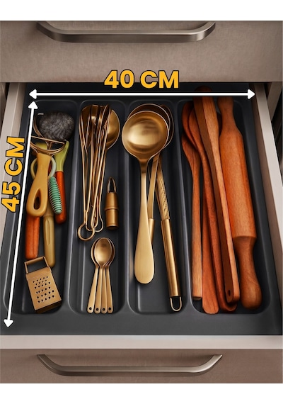 40x45 Antrasit Çekmece İçi Kepçelik 4 Gözlü Ürünü 40 40 Cm'e Kadar Kesebilirsiniz