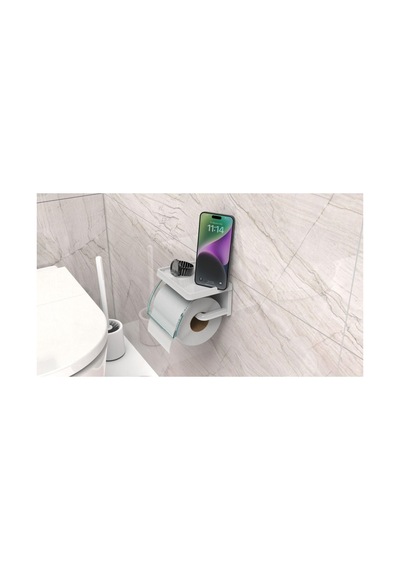 Yapışkanlı Kapaklı Tuvalet Kağıdı Askısı Banyo Tuvalet Kağıtlığı Aparatı Peçetelik Organizer Plastik, Beyaz Diğer