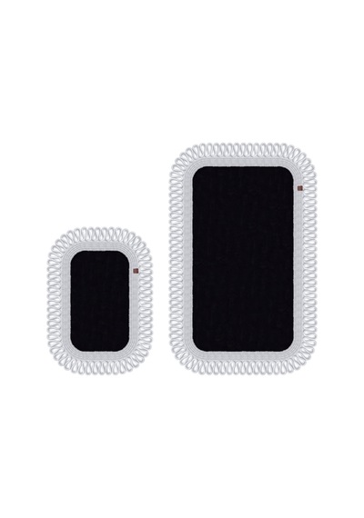 Banyo Paspası Takımı 70x110+50x70 Cm Dış Trikot Siyah & Gümüş Gri