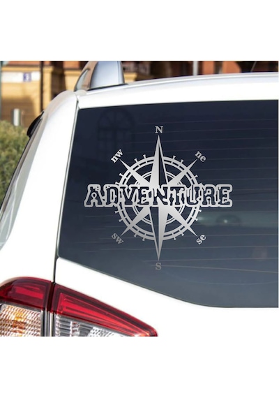Pusula Ve Adventure Sticker - Araba Oto Karavan Motosiklet Cam Sticker - 00052 30x29 Cm
