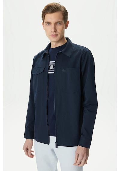 Lacoste Men's Relaxed Fit Full Zip Shirt Rahat Kesim Tam Fermuar Erkek Gömlek Lacivert
