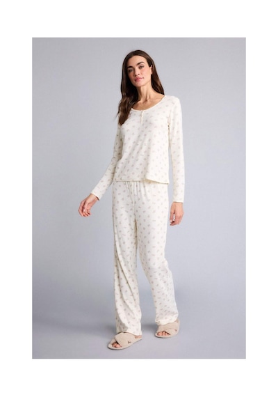 Defacto Pijama Takımı Desenli Üst Alt G7684ax26spbg144 Bej-bg144