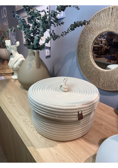 Mavaux Walnut Kapaklı Krem Jüt Sepet Krem