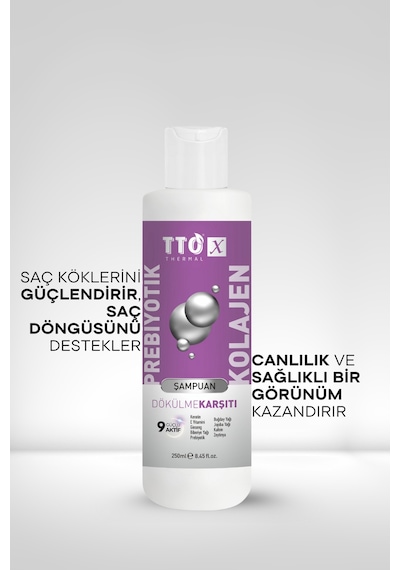 Tto -X Prebiyotik & Kolajen Dökülme Karşıtı Şampuan 250Ml (Cocamidopropyl,Betaine,Glycerin)