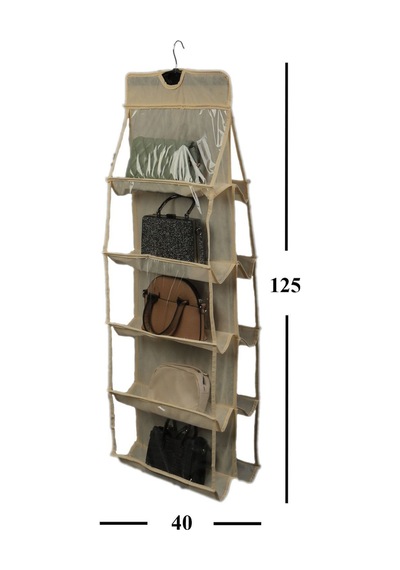 Çanta Düzenleyici Askılı Dolap Içi 10 Cepli Organizer Krem Kumaş 45 X 125 Krem Tr Diğer