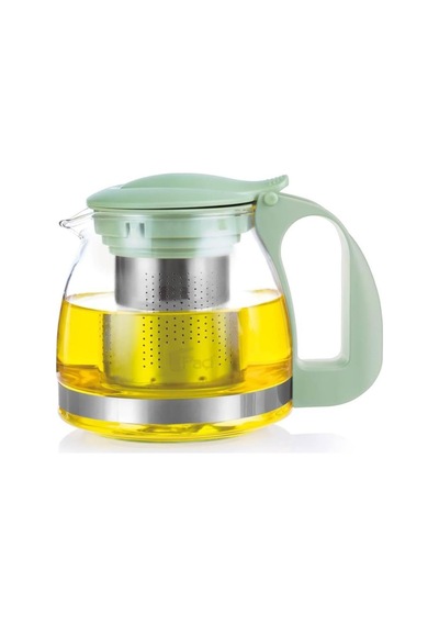 700 Ml Süzgeçli Cam Çaydanlık Üstü Demlik Mavi Çok Renkli