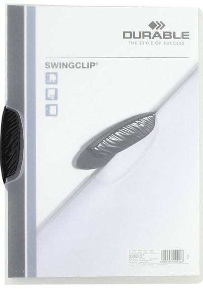 Durable 2260 Swingclip 30 25 Sayfa Kapasiteli Sıkıştırmalı Dosya Siyah Renk Siyah