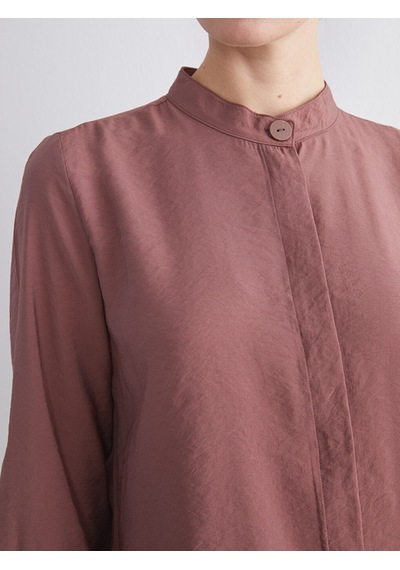 Lcwaıkıkı Classic Kahverengi Oversize Modal Karışımlı Kadın Gömlek Tunik