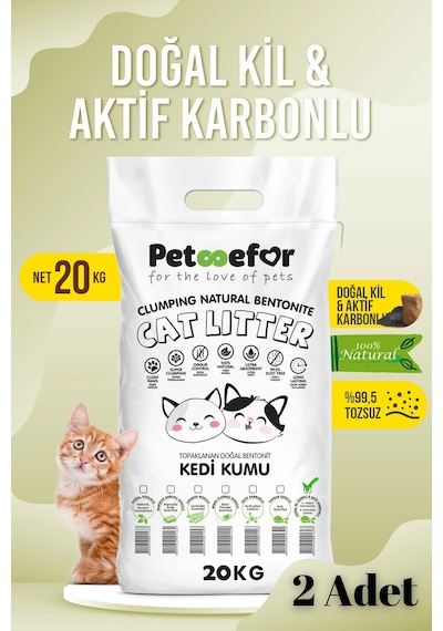 20 Kg Aktif Karbonlu Yeni Nesil Organik Kedi Kumu X2 Adet
