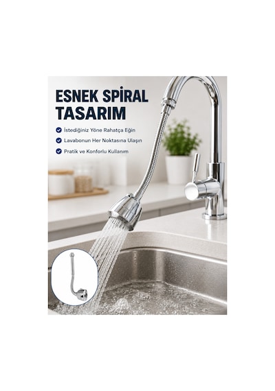 Çok Fonksiyonlu Musluk Uzatma Aparatı 360 Hareketli Krom Musluk Başlığı Çok Renkli Çok Renkli