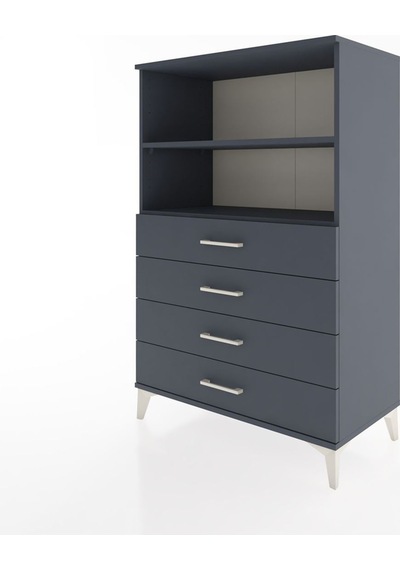 Hyperion Dolap 2 Raflı 4 Çekmeceli 88x44x134 Antrasit-antrasit Antrasit