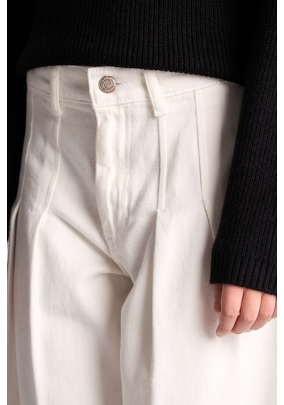 Defacto Wıde Leg Cepli Gabardin Geniş Paça Pantolon Kız Çocuk I2678a826auer105 Ekru-er105